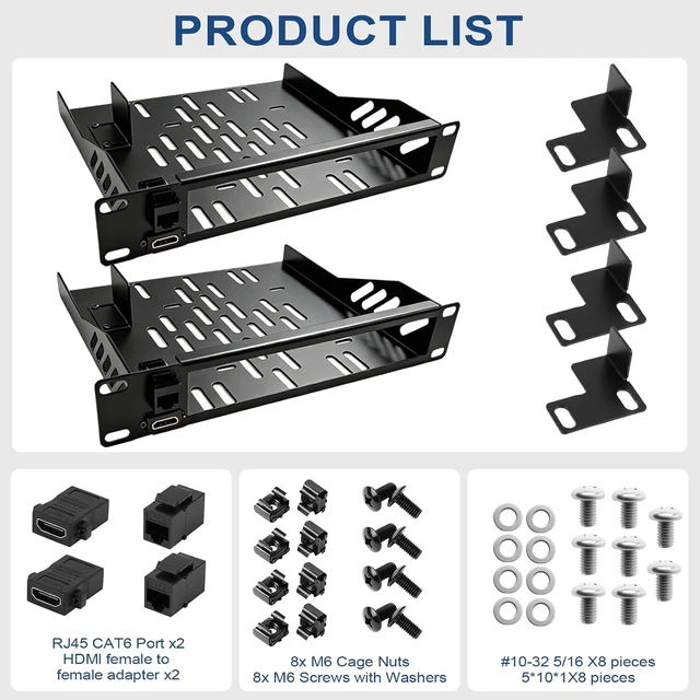 Alt view image 4 of 5 - 2-Pack 10inch 1U Mini PC Rack Mount Shelf Compatible with Micro OptiPlex MFF ThinkCentre HP Desktop Mini with RJ45 CAT6 Port & HDMI Port