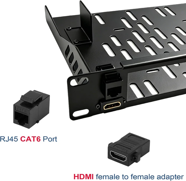 Alt view image 5 of 5 - 2-Pack 10inch 1U Mini PC Rack Mount Shelf Compatible with Micro OptiPlex MFF ThinkCentre HP Desktop Mini with RJ45 CAT6 Port & HDMI Port