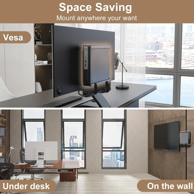 Alt view image 3 of 7 - 2 Pack Mount for Tiny VESA System Mounting Bracket Wall VESA and Under Desk Mini PC Mount for ThinkCentre Tiny Desktops M600 M700 M700z M715q M800z M900 M900x M900z