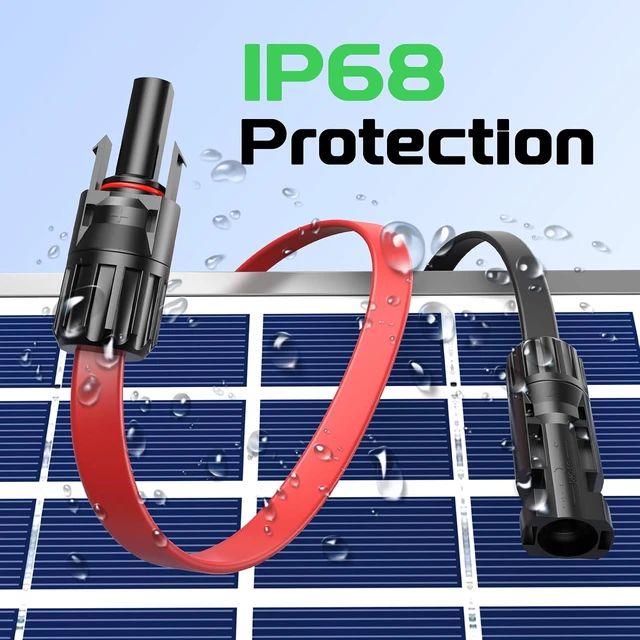 Alt view image 3 of 7 - 20FT 12AWG Solar Panel Extension Cable, 12 Gauge 4mm² PV Flat Wire with Female & Male Waterproof Connectors for RV, Photovoltaic Systems