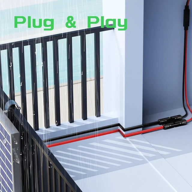 Alt view image 7 of 7 - 20FT 12AWG Solar Panel Extension Cable, 12 Gauge 4mm² PV Flat Wire with Female & Male Waterproof Connectors for RV, Photovoltaic Systems
