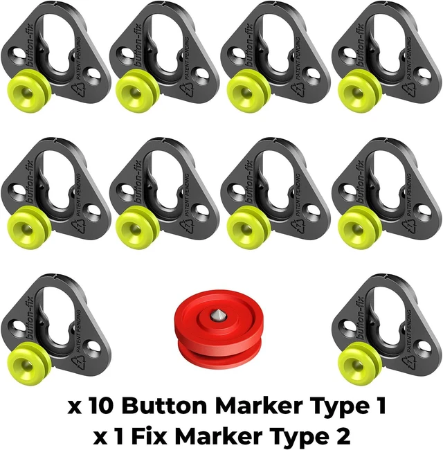 Alt view image 2 of 4 - Button Fix Type 1 Complete Bracket Marker Guide Kit Connecting 90 Degree Panels (10 Sets + 1 Marker Guide)