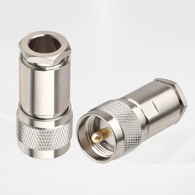 Alt view image 3 of 7 - 10 Pack PL259 Coax Connectors 50 Ohm PL-259 UHF Male Clamp Connector for LMR400 KMR400 RG8 RG8U RG213 Coaxial Cable