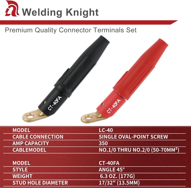 Alt view image 2 of 6 - CT-40FA Welding Terminals & LC-40 Male Cable Connectors 2Set