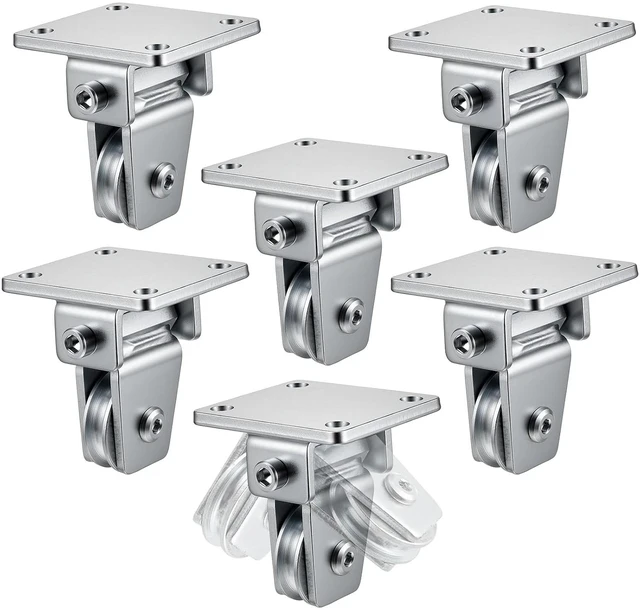 Main image of 6 Pcs 1-3/8" Groove Cable Pulley Rotation Traction Wheel for Wall Ceiling Mount, Heavy Duty Pulley Block Roller System Duplex Bearing Silent for Rope Lifting Gym Equipment Sliding Gate, 330lb