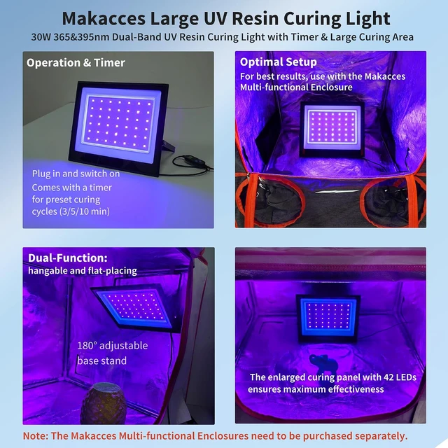 Alt view image 2 of 6 - 3D Printer UV Resin Curing Light with Timer 365nm & 395nm