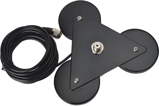 Main image of SO-239 Tri-Mag Car Truck Antenna Magnet Mount Base w/16.4ft RG58 Cable