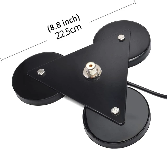 Alt view image 2 of 7 - SO-239 Tri-Mag Car Truck Antenna Magnet Mount Base w/16.4ft RG58 Cable