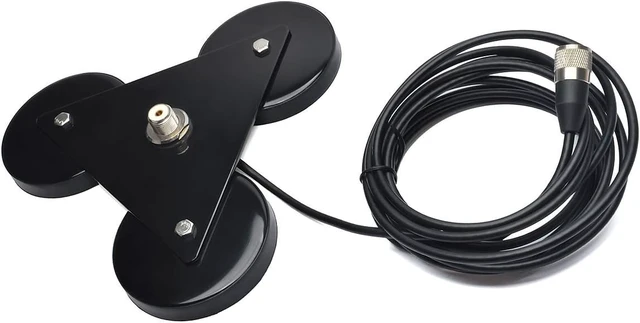 Alt view image 3 of 7 - SO-239 Tri-Mag Car Truck Antenna Magnet Mount Base w/16.4ft RG58 Cable