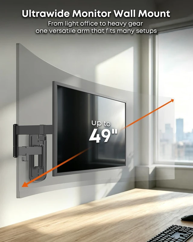 Alt view image 2 of 7 - Monitor Wall Mount for up to 49 inch Ultrawide Screens, Max Holds 44lbs