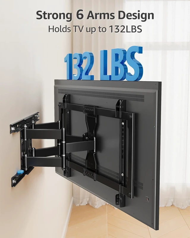 Alt view image 3 of 7 - Ultra Slim TV Wall Mount for Most 37-90 inch TVs, 1.1" Thin Low Profile Full Motion TV Mount Bracket, Dual Swivel Articulating Arms with Tilt, Fits 16" Studs, Max VESA 600x400mm Holds 132lbs