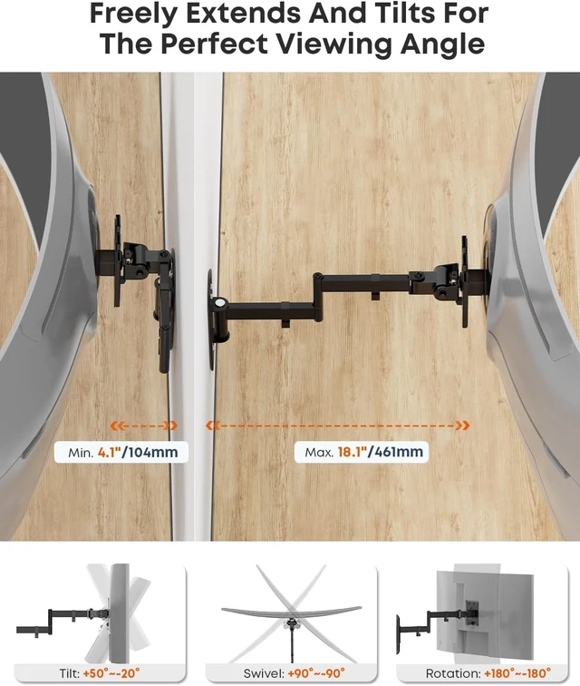 Alt view image 6 of 7 - Monitor Wall Mount for up to 49 inch Ultrawide Screens, Max Holds 44lbs