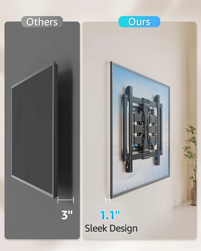 Alt view image 4 of 7 - Ultra Slim TV Wall Mount for Most 37-90 inch TVs, 1.1" Thin Low Profile Full Motion TV Mount Bracket, Dual Swivel Articulating Arms with Tilt, Fits 16" Studs, Max VESA 600x400mm Holds 132lbs