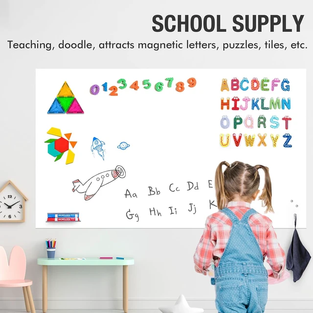 Alt view image 3 of 7 - Adhesive Backing Magnetic Whiteboard Contact Paper - 24" x 36" Peel and Stick Dry Erase Board Sticker - Magnetic Wall Decal Wallpaper for Any Smooth Surface, Office, Home, Classroom, Playroom