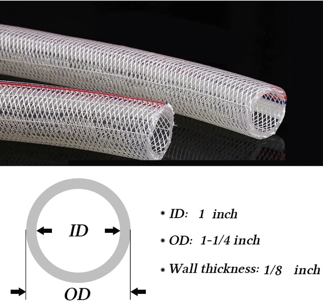 Alt view image 2 of 6 - 1" ID x 1-1/4" OD Soft Braided PVC Tubing, Clear Flexible PVC Tube Vinyl Hose Water Oil Winter antifreeze & Soft for Four Seasons (30Ft length)