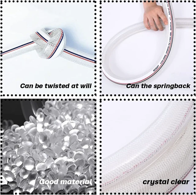 Alt view image 3 of 6 - 1" ID x 1-1/4" OD Soft Braided PVC Tubing, Clear Flexible PVC Tube Vinyl Hose Water Oil Winter antifreeze & Soft for Four Seasons (30Ft length)