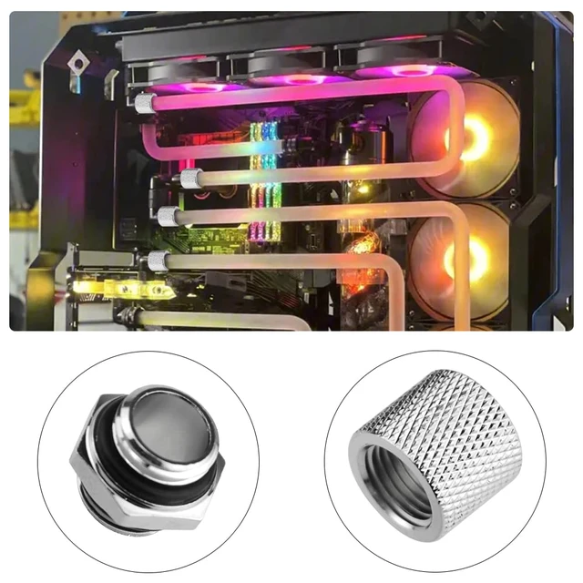Alt view image 4 of 7 - 24-Piece Silver Chrome G1/4" Fittings Kit for Custom PC Water Cooling Systems (Silver)