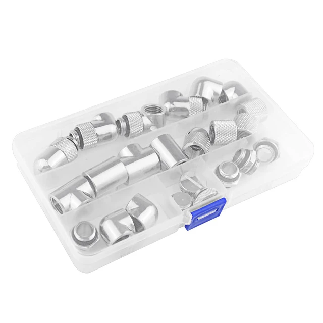 Alt view image 7 of 7 - 24-Piece Silver Chrome G1/4" Fittings Kit for Custom PC Water Cooling Systems (Silver)