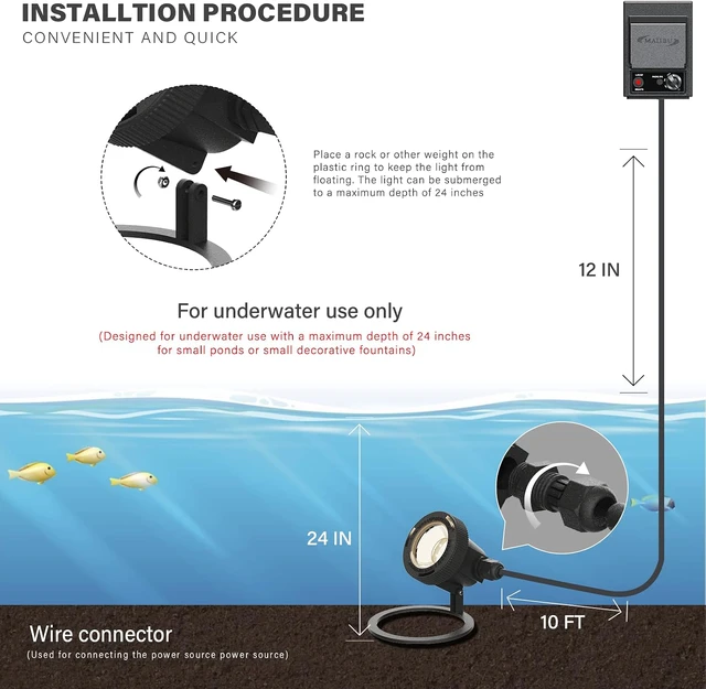 Alt view image 7 of 7 - Malibu Submersible LED Pond Light Low Voltage Landscape Lighting Underwater Flood Light Outdoor Landscape Water Garden Lights for Swimming Pool, Fountain, Pond, Rockery 8401-3501-01, Black