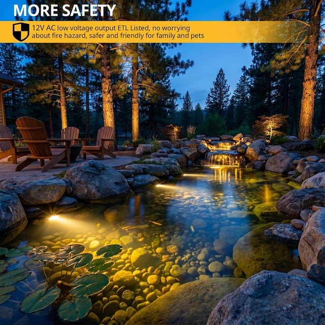 Alt view image 5 of 7 - Malibu Submersible LED Pond Light Low Voltage Landscape Lighting Underwater Flood Light Outdoor Landscape Water Garden Lights for Swimming Pool, Fountain, Pond, Rockery 8401-3501-01, Black