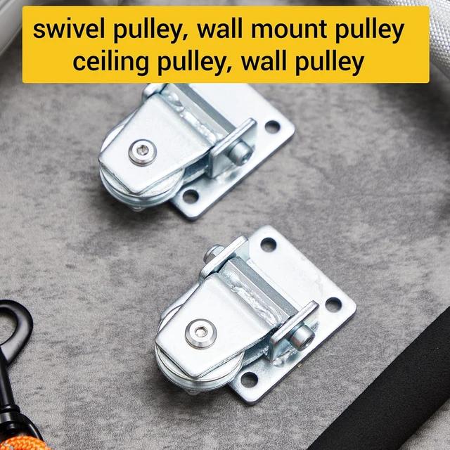 Alt view image 4 of 6 - 6 Pcs 1-3/8" Groove Cable Pulley Rotation Traction Wheel for Wall Ceiling Mount, Heavy Duty Pulley Block Roller System Duplex Bearing Silent for Rope Lifting Gym Equipment Sliding Gate, 330lb