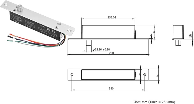 Alt view image 5 of 7 - Electric Deadbolt Drop Bolt Lock, Fail-Secure NO Mode 12V DC for Narrow Door Access Control System