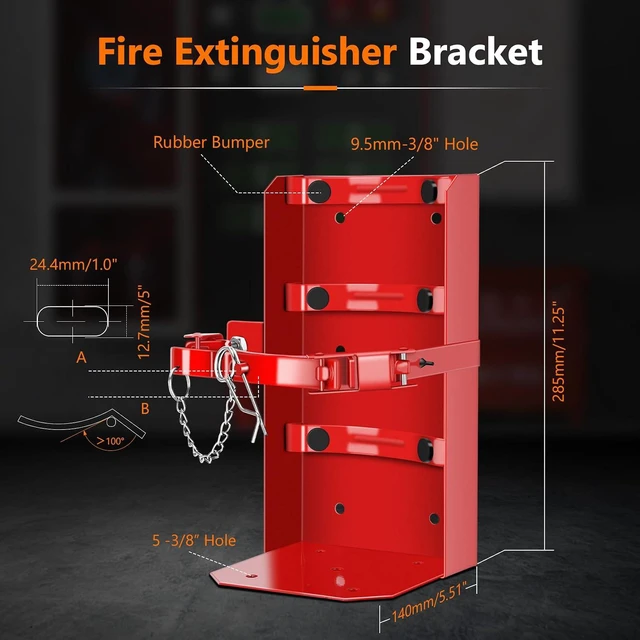 Alt view image 2 of 7 - Heavy Duty Vehicle Bracket,Fire Extinguisher Brackets&Mounts-St12 Steel Red, Fit 10lb Dry/5lb Co2 Extinguisher-for School,Garage,Vehicle,Boat,Truck Generic Replacement for 809 by amerex