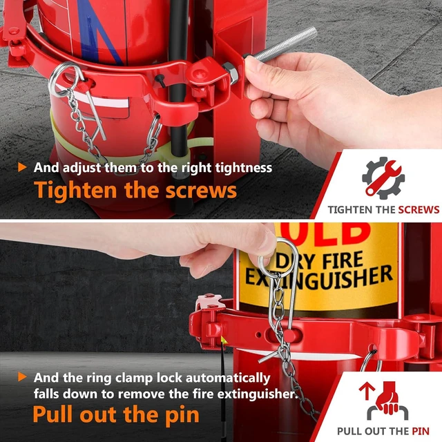 Alt view image 5 of 7 - Heavy Duty Vehicle Bracket,Fire Extinguisher Brackets&Mounts-St12 Steel Red, Fit 10lb Dry/5lb Co2 Extinguisher-for School,Garage,Vehicle,Boat,Truck Generic Replacement for 809 by amerex