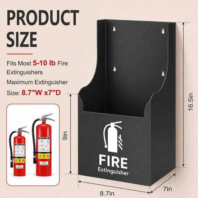 Alt view image 2 of 7 - Fire Extinguisher Holder, Heavy Duty Fire Extinguisher Mount Bracket, Fits 5-10lbs Fire Extinguisher Mount for Home, Car, Truck, Garage, RV, Boat, Indoor & Outdoor, Easy Installation, Black