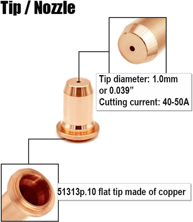 Alt view image 4 of 6 - 20 Pcs 52582 Electrode & 20 Pcs 51313 Nozzle 1.0mm for IPT-60