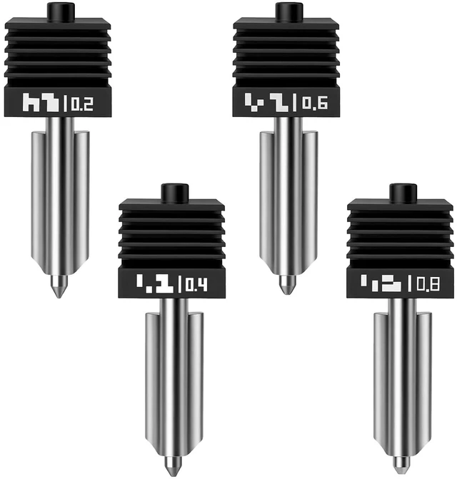 Main image of 4PCS P2S Hotend Kit with Hardened Steel Nozzle for Bamboo lab H2D/H2S/H2C/X2D/P2S 3D Printer, One-Piece Integrated Design for Reduced Clogging (0.2+0.4+0.6+0.8)