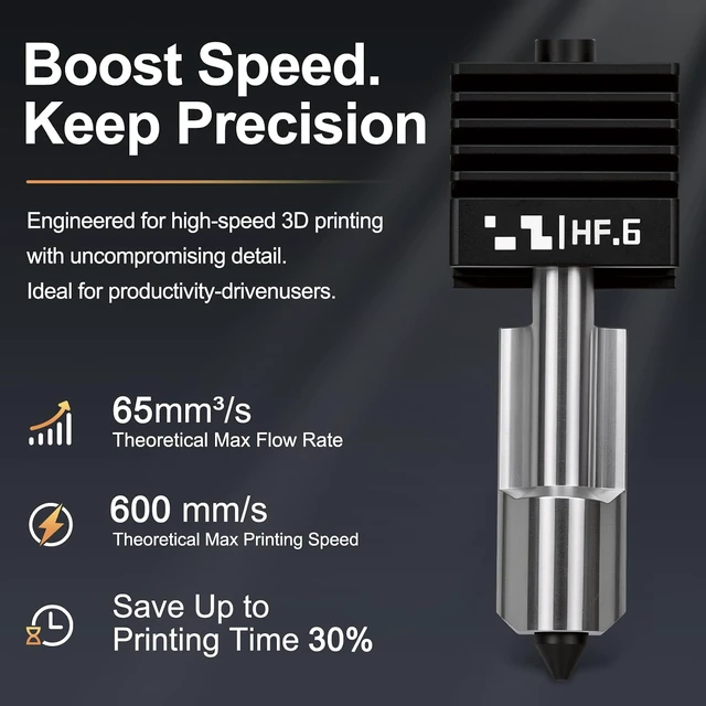 Alt view image 2 of 7 - P2S High Flow Hotend Kit with Hardened Steel Nozzle for Bamboo lab H2D/H2S/H2C/X2D/P2S 3D Printer, Save 30% Time Print Head, One-Piece Integrated Design for Reduced Clogging (0.6mm)