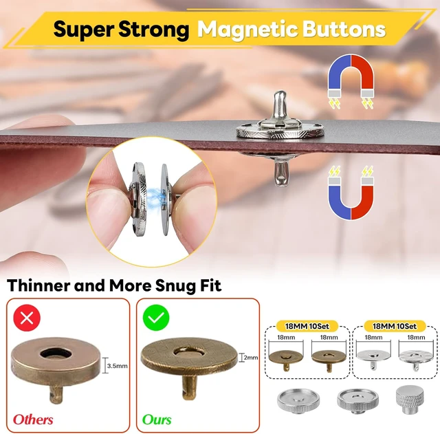 Alt view image 4 of 7 - 160 Set Leather Rivets & 20 Set Magnetic Snap Kit with Installation Plier