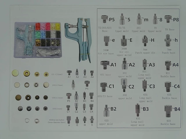 Alt view image 5 of 7 - Sewing Snaps Fasteners Kit with Press Pliers Installment Tool, Heavy-Duty Snap Pliers Sets with 4 Size Plastic Metal No-Sew Snap Buttons for Sewing Clothing, Bibs, Rain Coat Crafting DIY Handmade