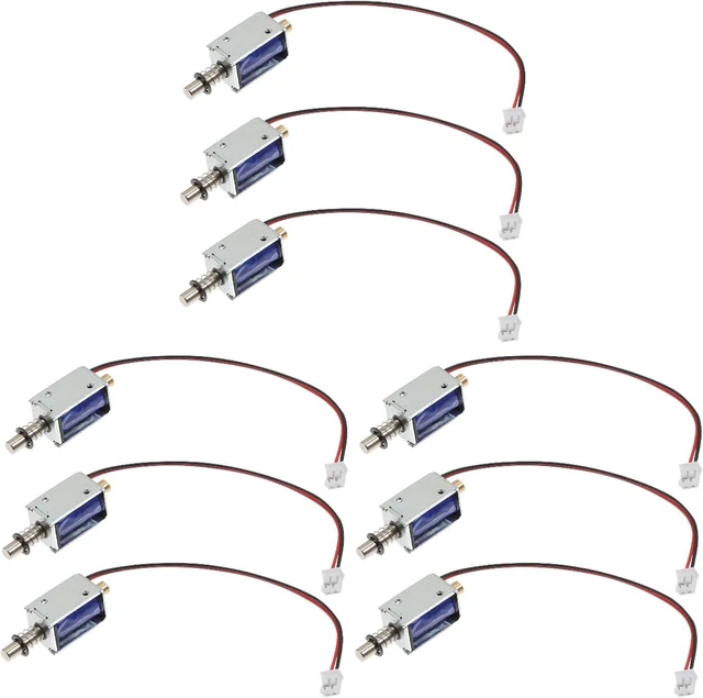 Main image of 9-Pack Solenoid Electromagnet Mini Push Pull Type Open Frame Linear Motion Actuator Dc Magnetic Solenoid for Vending Machines Mechanical Appliances Office Equipment 1.45 X 0.51 X 1.29 in