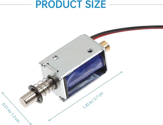 Alt view image 3 of 7 - 9-Pack Solenoid Electromagnet Mini Push Pull Type Open Frame Linear Motion Actuator Dc Magnetic Solenoid for Vending Machines Mechanical Appliances Office Equipment 1.45 X 0.51 X 1.29 in