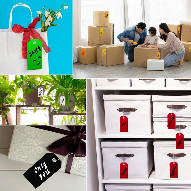 Alt view image 6 of 6 - 500 Pcs Large Plastic Shipping Tags with Wire Attached Heavy Duty Blank Waterproof Tags with String for Inventory Outdoor Labeling Equipment 4 3/4" x 2 3/8" (Black)