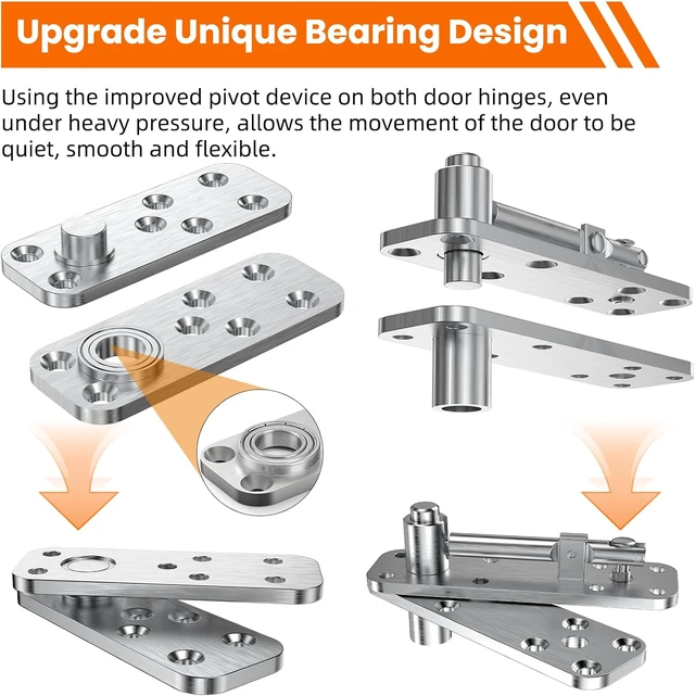 Alt view image 4 of 7 - Hidden Door Hinge Pivot Hinge, 570LBS Load-Bearing Heavy Duty Pivot Door Hardware for Hidden Door Bookcase, Hinge Kit 360° Rotation Invisible Door Hinges for Secret Door (Silver)