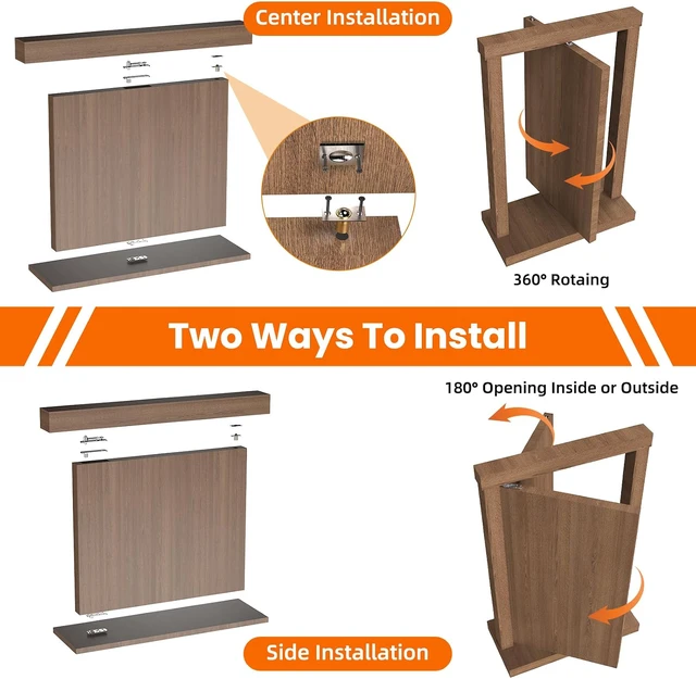 Alt view image 5 of 7 - Hidden Door Hinge Pivot Hinge, 570LBS Load-Bearing Heavy Duty Pivot Door Hardware for Hidden Door Bookcase, Hinge Kit 360° Rotation Invisible Door Hinges for Secret Door (Silver)