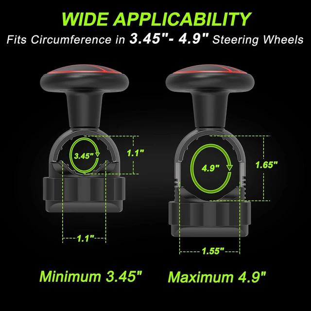 Alt view image 3 of 7 - Tool Free Steering Wheel Knob, Suicide Knob for 3.45-4.9" Steering Wheel with Metal Bearing, Steering Wheel Knob Spinner for Cars, Mowers, Tractors, Boats, No Screws or Tools Needed (2Pack, Red)