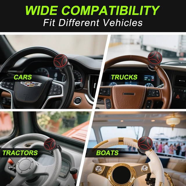 Alt view image 7 of 7 - Tool Free Steering Wheel Knob, Suicide Knob for 3.45-4.9" Steering Wheel with Metal Bearing, Steering Wheel Knob Spinner for Cars, Mowers, Tractors, Boats, No Screws or Tools Needed (2Pack, Red)