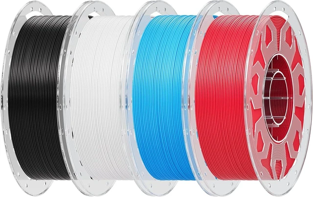 Main image of PLA Filament 1.75mm Bundle 4 kg, 3D Printer Filament Multicolor, Enhanced Toughness No Warp, for Most FDM 3D Printers, 4 Pack-1 kg (Black, White, Blue, Red)