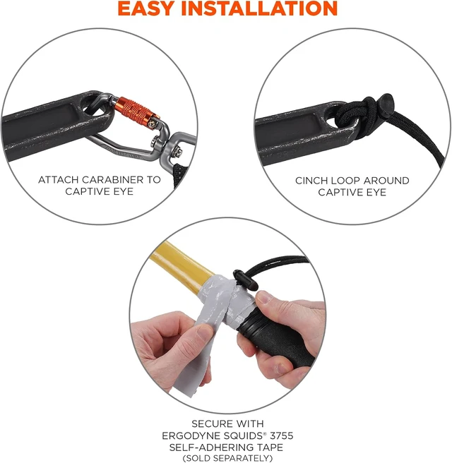 Alt view image 4 of 7 - Squids 3714 Tool Lanyard and Tethering Attachment with Carabiner and Cinch Loop, Weight Rating 10lbs, 3-Pack