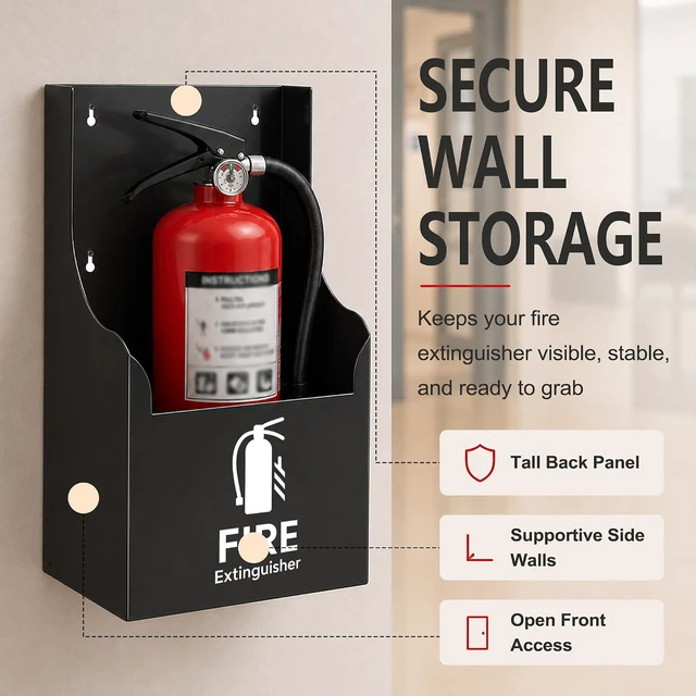 Alt view image 4 of 7 - Fire Extinguisher Holder, Heavy Duty Fire Extinguisher Mount Bracket, Fits 5-10lbs Fire Extinguisher Mount for Home, Car, Truck, Garage, RV, Boat, Indoor & Outdoor, Easy Installation, Black