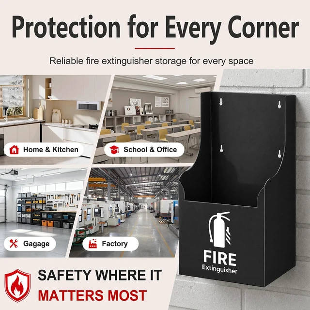 Alt view image 7 of 7 - Fire Extinguisher Holder, Heavy Duty Fire Extinguisher Mount Bracket, Fits 5-10lbs Fire Extinguisher Mount for Home, Car, Truck, Garage, RV, Boat, Indoor & Outdoor, Easy Installation, Black