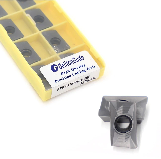 Main image of APKT160408 CNC Lathe Indexable Solid Carbide Insert, 10 Pcs Milling/Turning for Finishing Steel & Other Metal (APKT160408-HM LF6018)