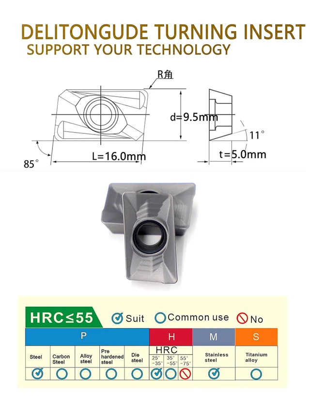 Alt view image 3 of 6 - APKT160408 CNC Lathe Indexable Solid Carbide Insert, 10 Pcs Milling/Turning for Finishing Steel & Other Metal (APKT160408-HM LF6018)