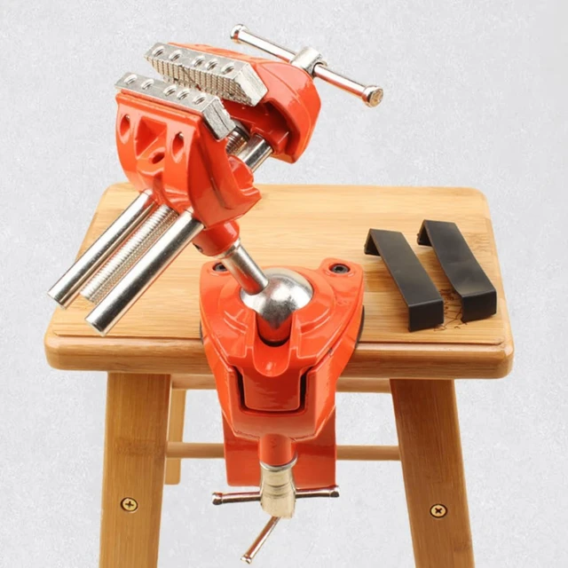 Alt view image 6 of 7 - Bench Vise 3 Inch Heavy Duty, 360° Swivel Base & Clamp-On Workbench Vise, Cast Steel Multi-Purpose Table Vice for Woodworking, Metalworking, Drilling, Sawing, DIY Projects
