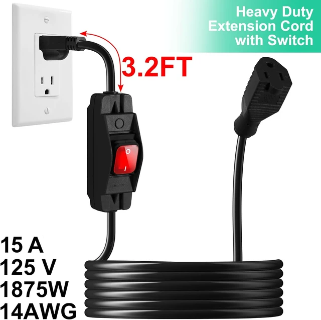Alt view image 3 of 7 - Outdoor Waterproof On/Off Switch Extension Cord (Black,10 Ft)