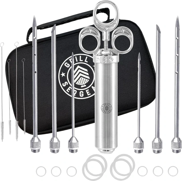 Main image of Professional Meat Injector, Marinade Syringe Set, Forever Guarantee, Zippered Storage & Travel Case, 304 Stainless Steel, No Aluminum, 6 Needles, 2.5 oz Capacity, 4 Cleaning Brushes